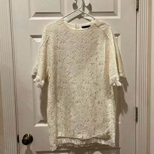 A. Concept White Lace Fringe Dress